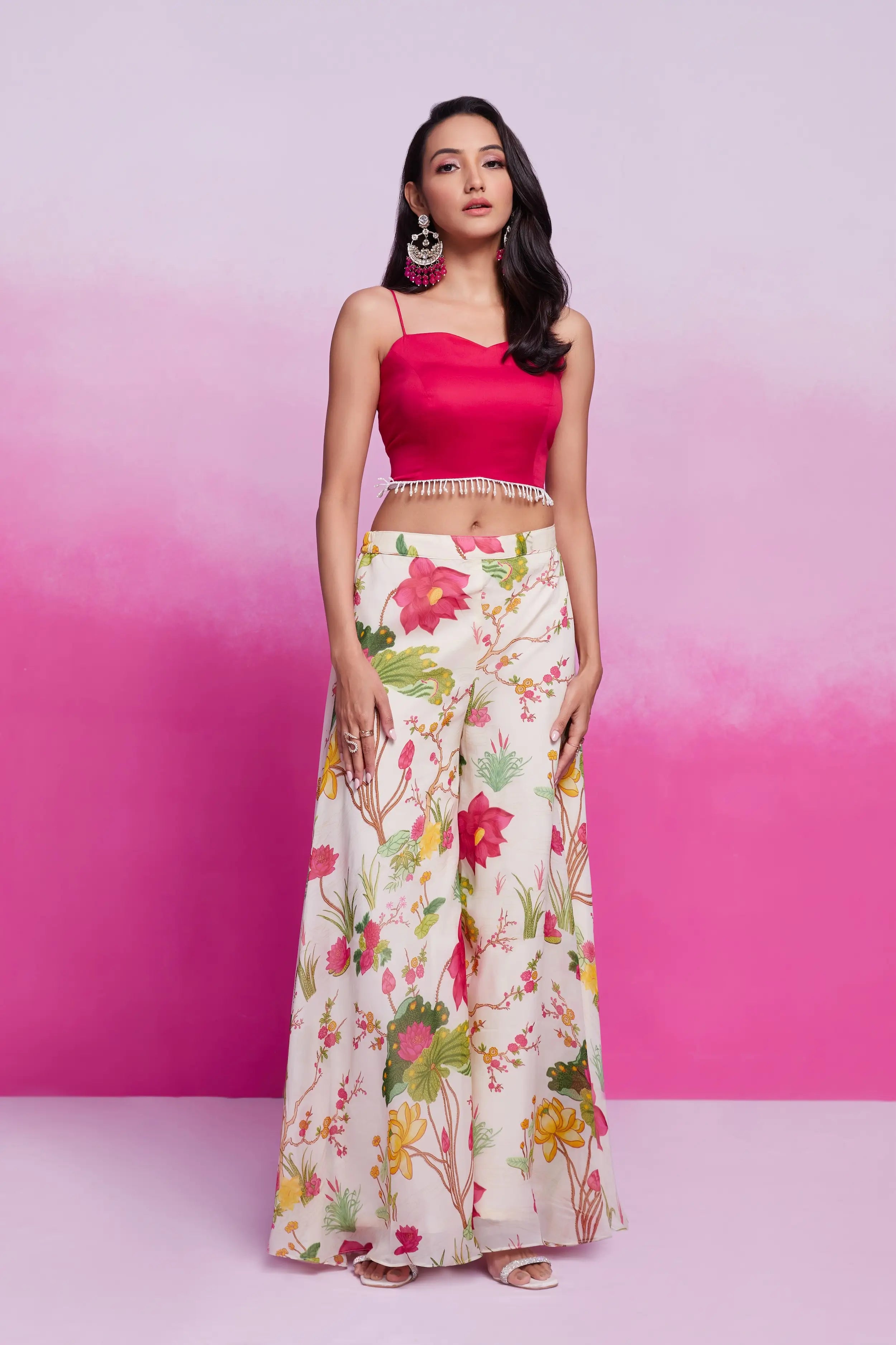 Off- White Cotton Silk Printed Co-ord Set - qivii