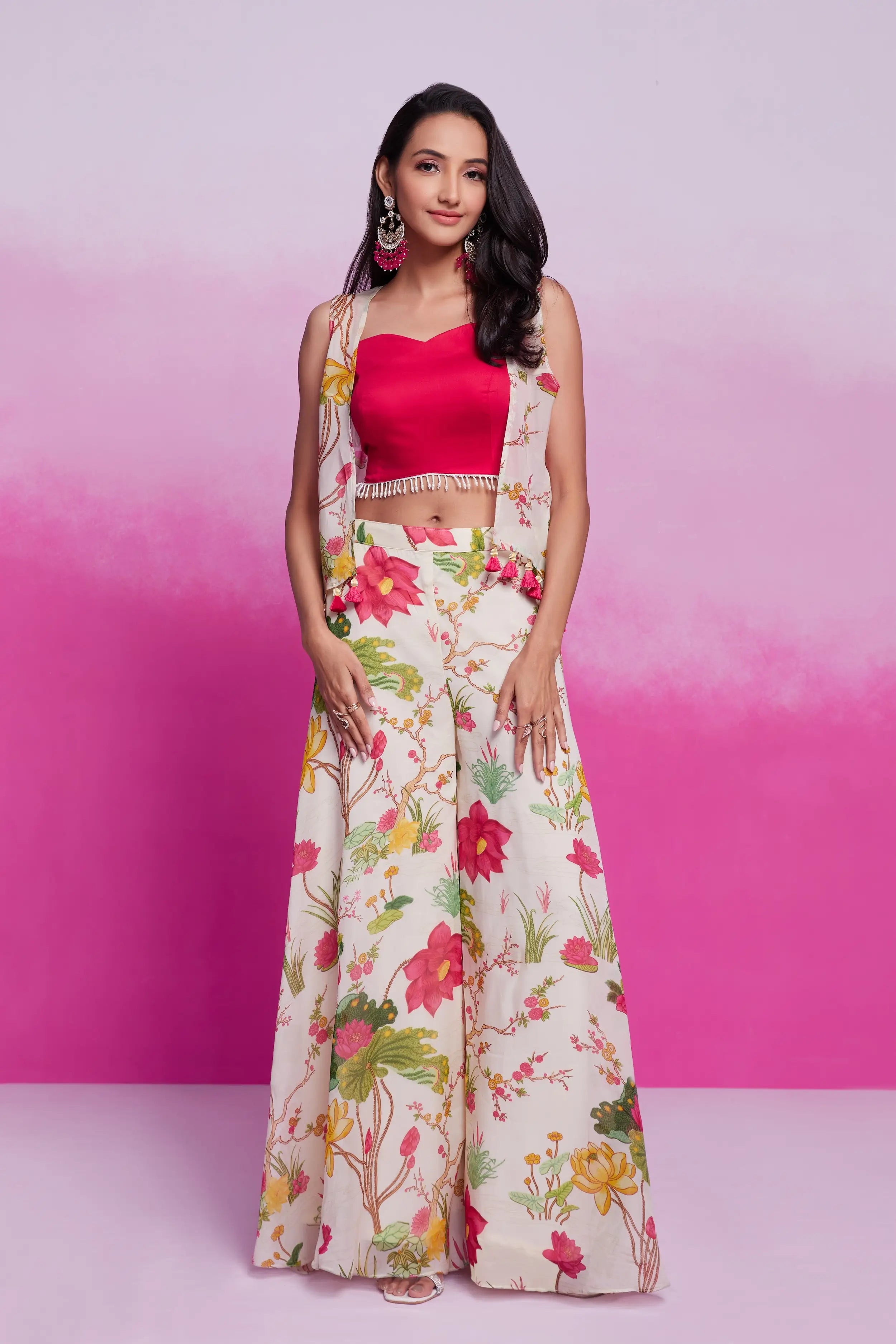 Off- White Cotton Silk Printed Co-ord Set - qivii