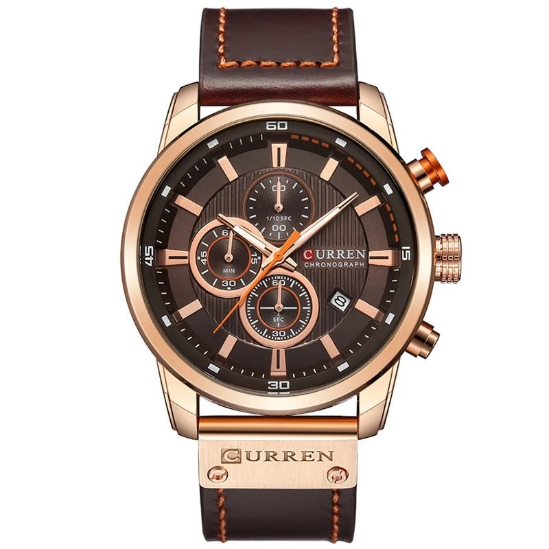 Strakke Quartz Horloge met Leren Band - By Qivii