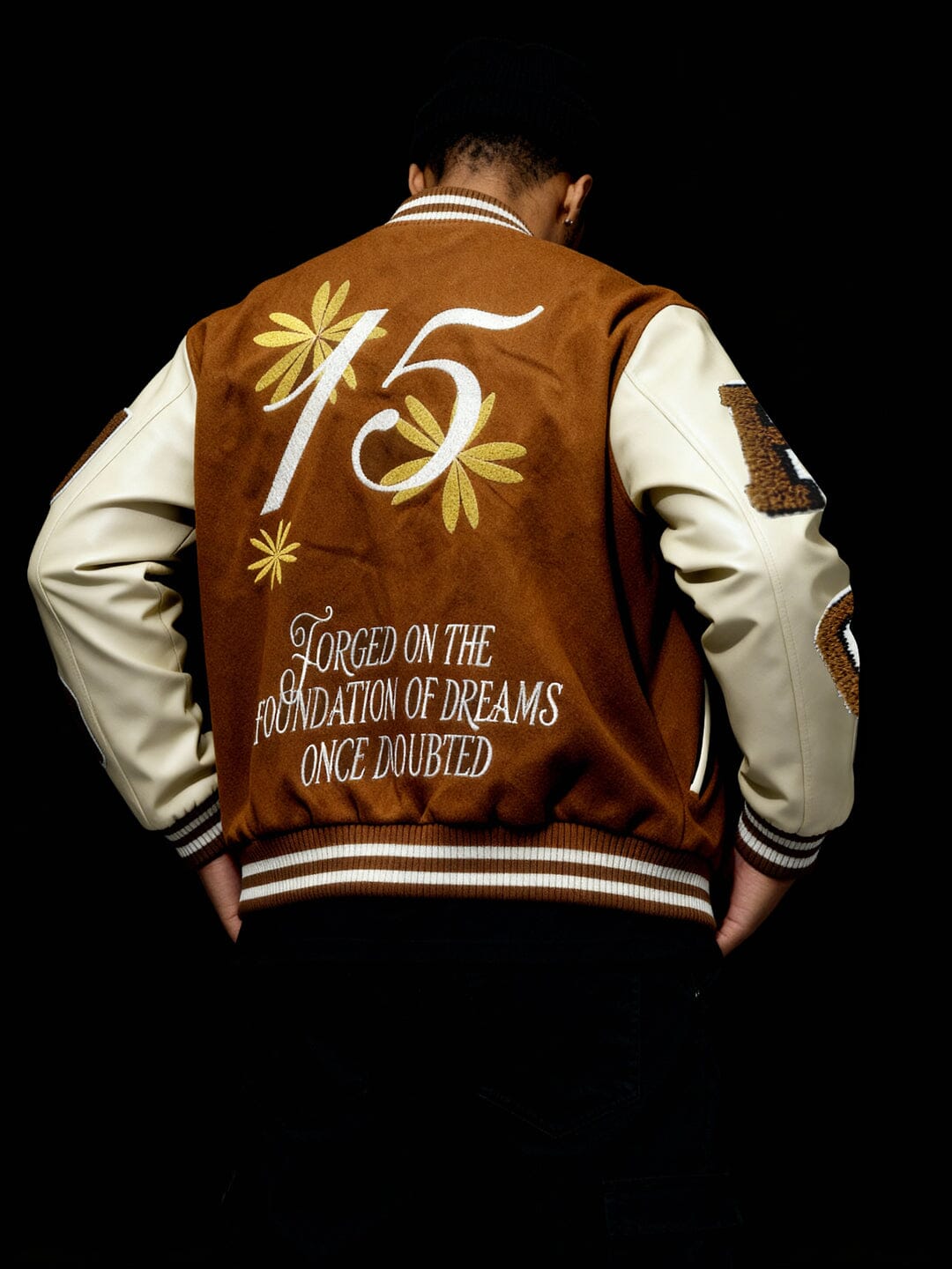 Brown Woollen Letterman Varsity Jacket