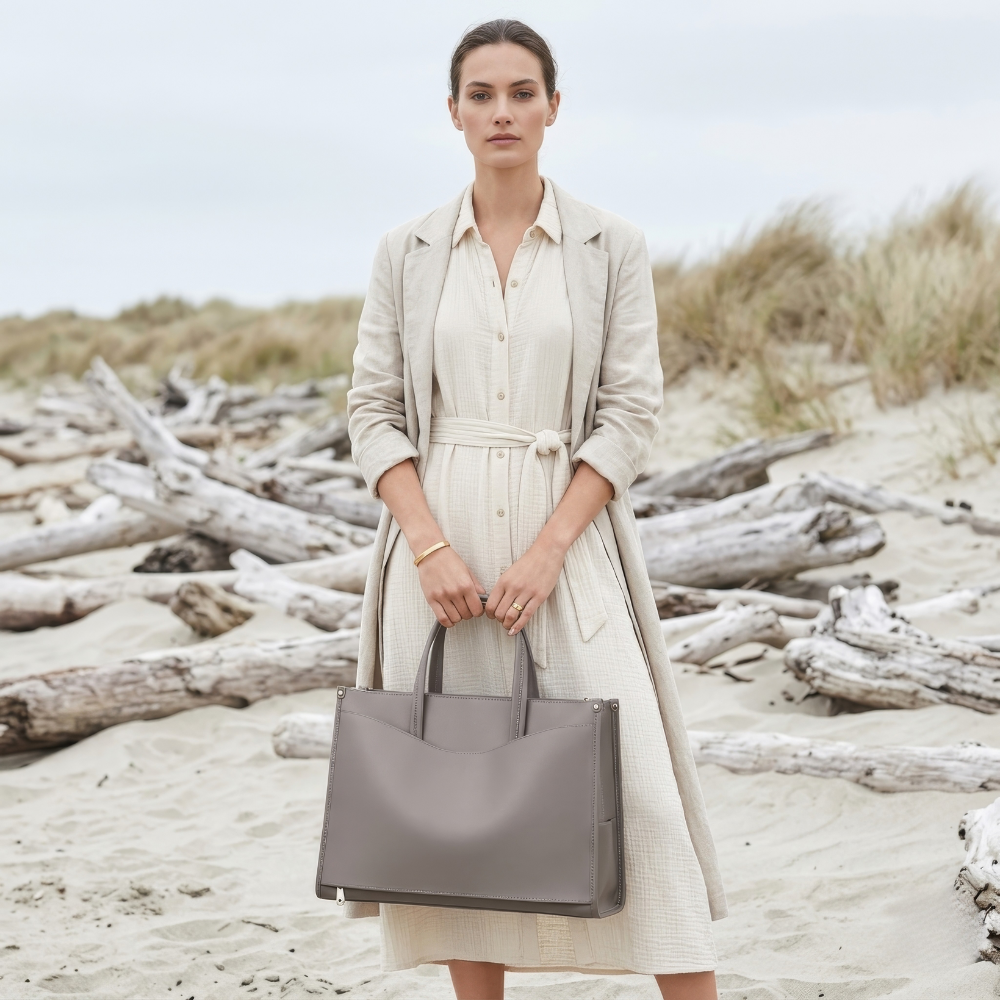 Sera Tote in Pure Leather - By Qivii