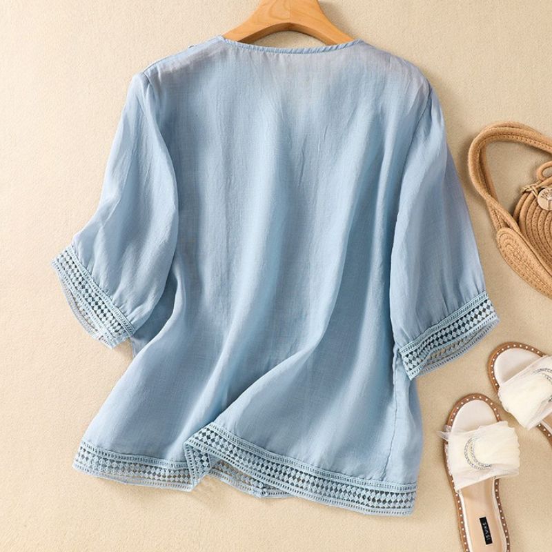 Lucia Cotton-Linen Blouse - By Qivii