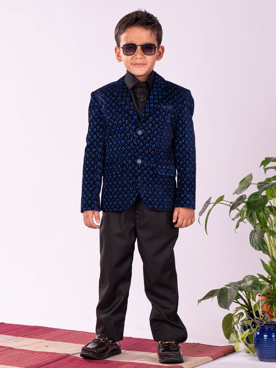 VASTRAMAY Boys' Navy Blue Blazer - qivii