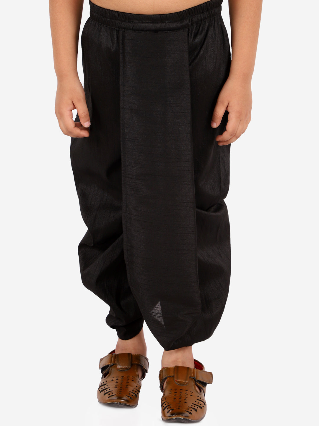 VASTRAMAY Boys' Black Silk Blend Dhoti - qivii