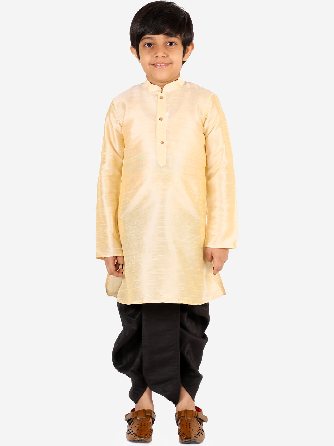VASTRAMAY Boys' Black Silk Blend Dhoti - qivii