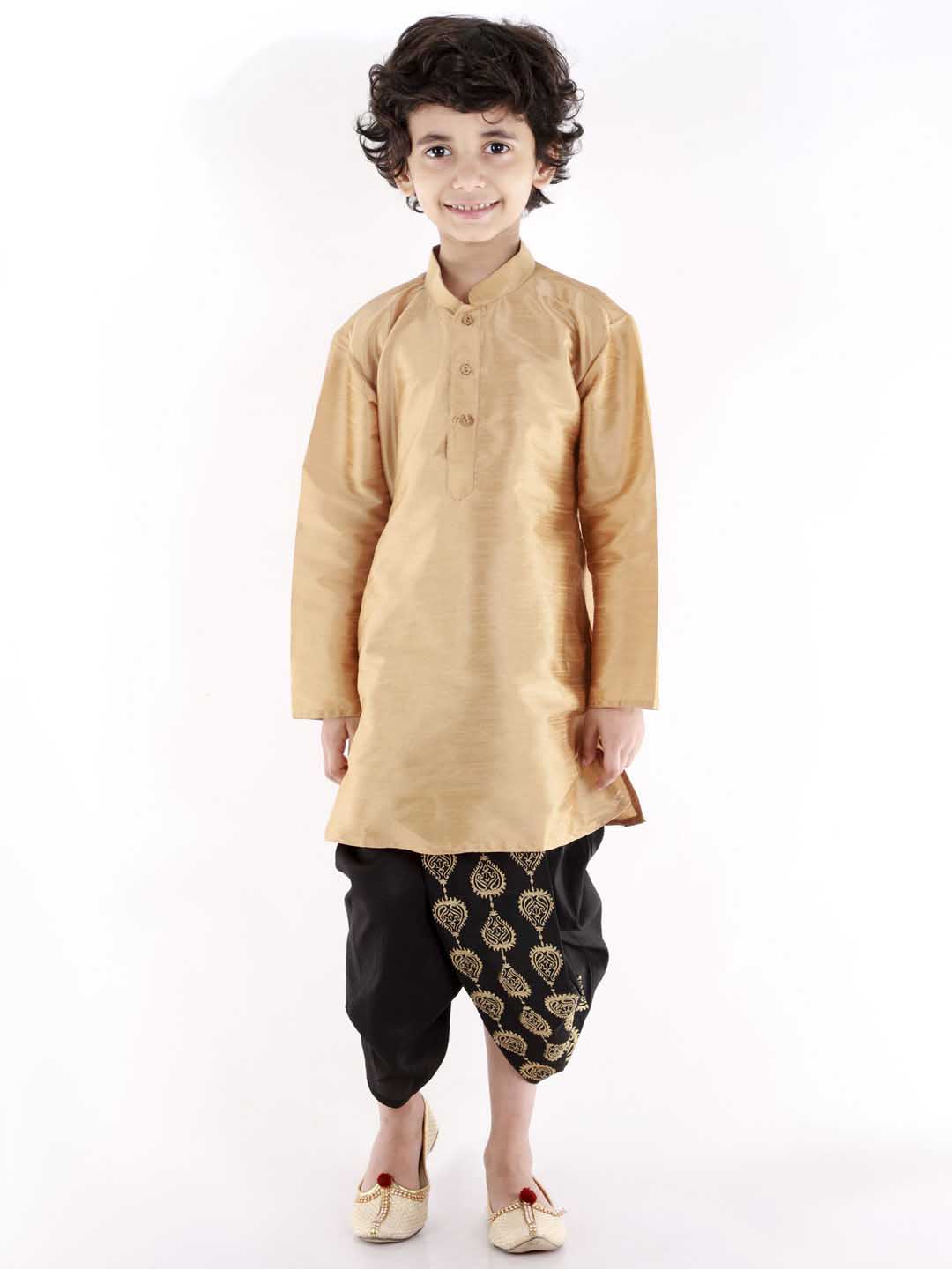 VASTRAMAY Boys' Black Traditional Embroidered Dhoti - qivii