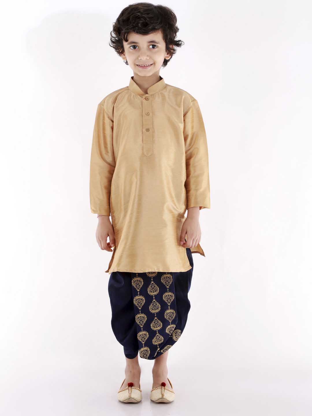 VASTRAMAY Boys' Navy Blue Traditional Embroidered Dhoti - qivii