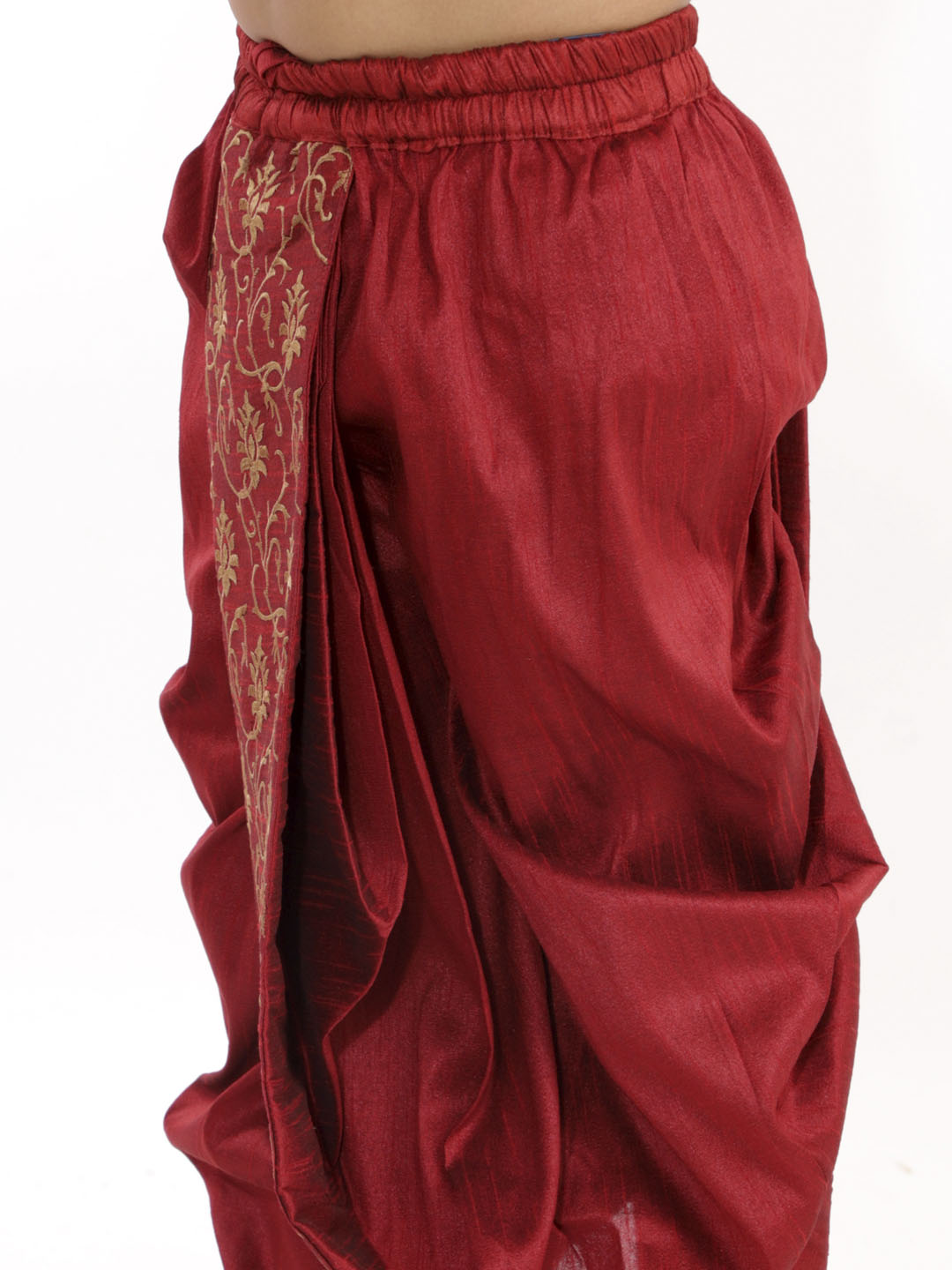 VASTRAMAY Boys' Maroon Blend Embroidered Dhoti - qivii