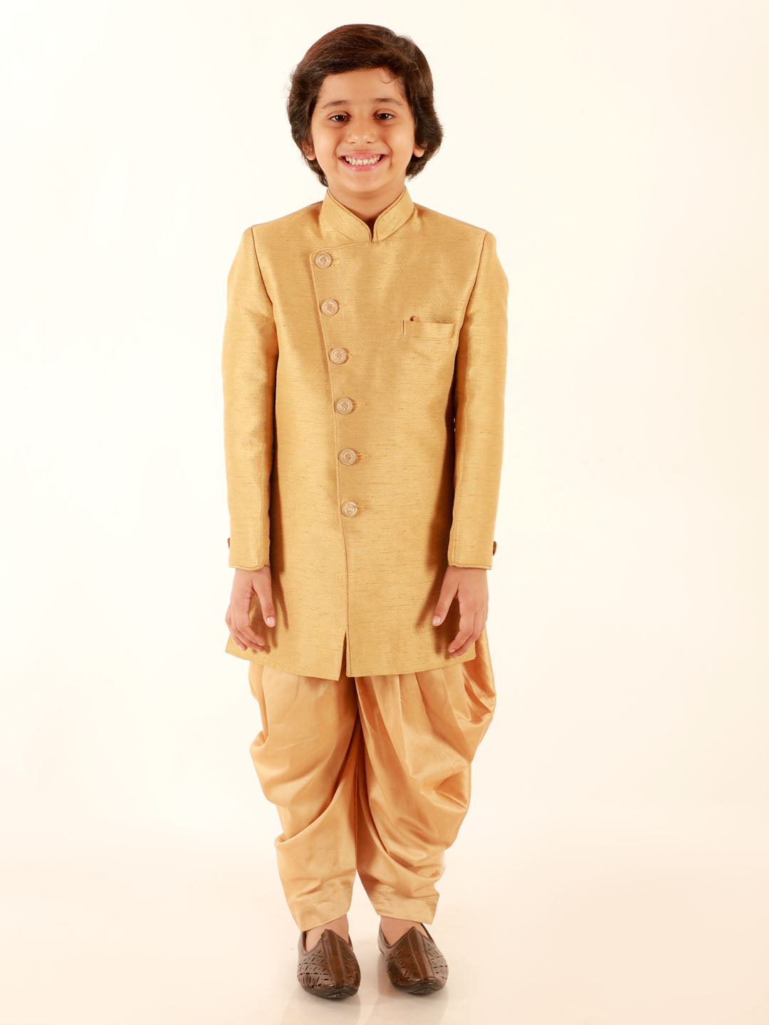 VASTRAMAY Boys Beige Indo Western Set - qivii
