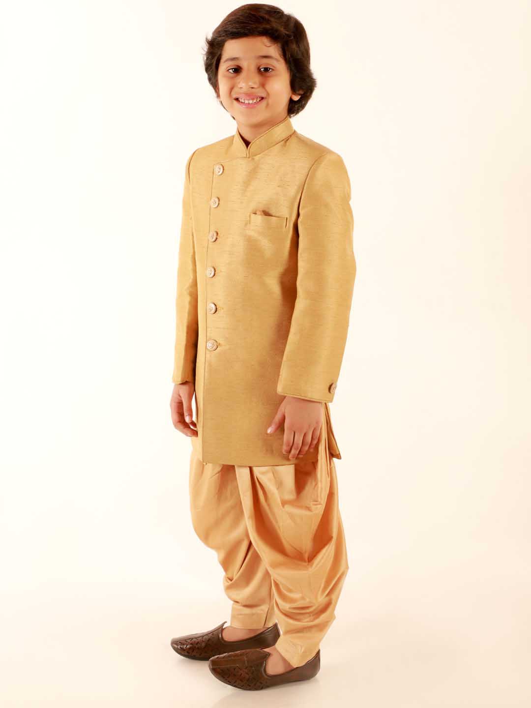 VASTRAMAY Boys Beige Indo Western Set - qivii