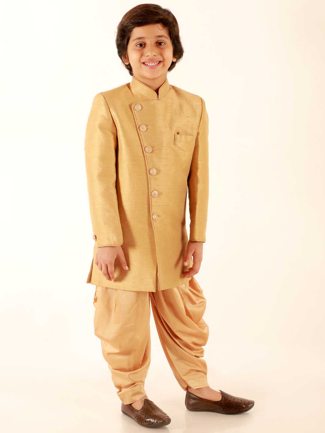 VASTRAMAY Boys Beige Indo Western Set - qivii