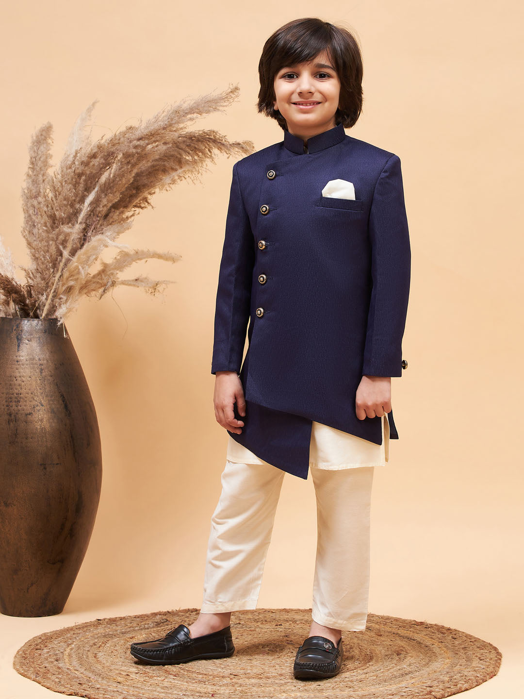 VASTRAMAY Boys' Blue Indo-western Set - qivii