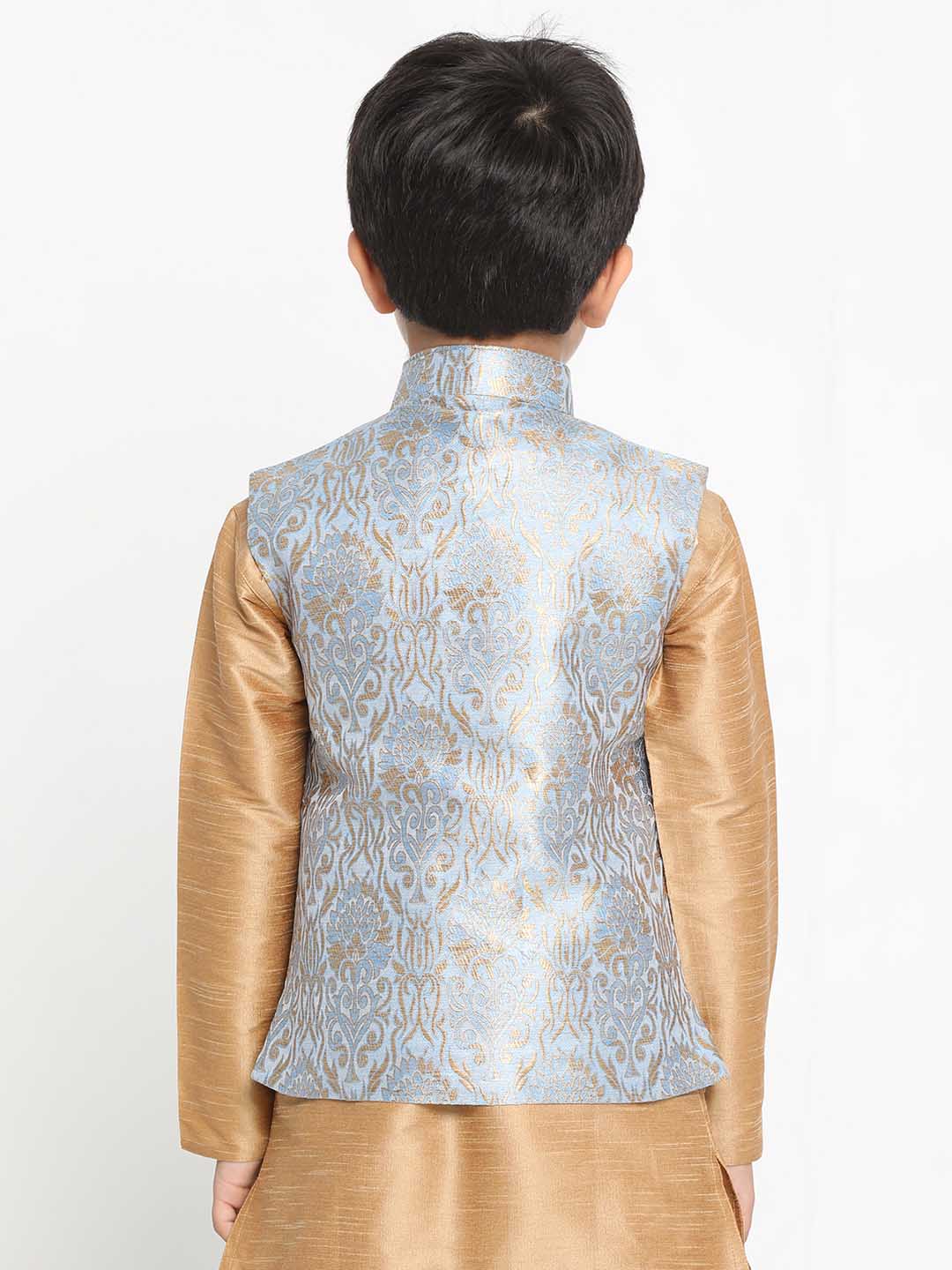 VASTRAMAY Boys' Grey Silk Blend Jacket - qivii