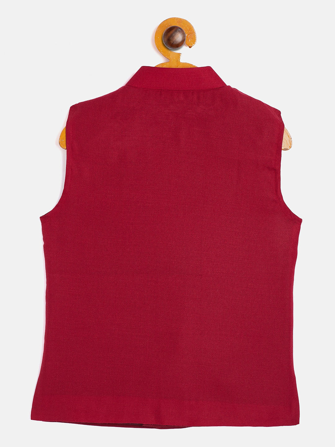 Vastramay Boys' Maroon Cotton Blend Slim Fit Nehru Jacket - qivii