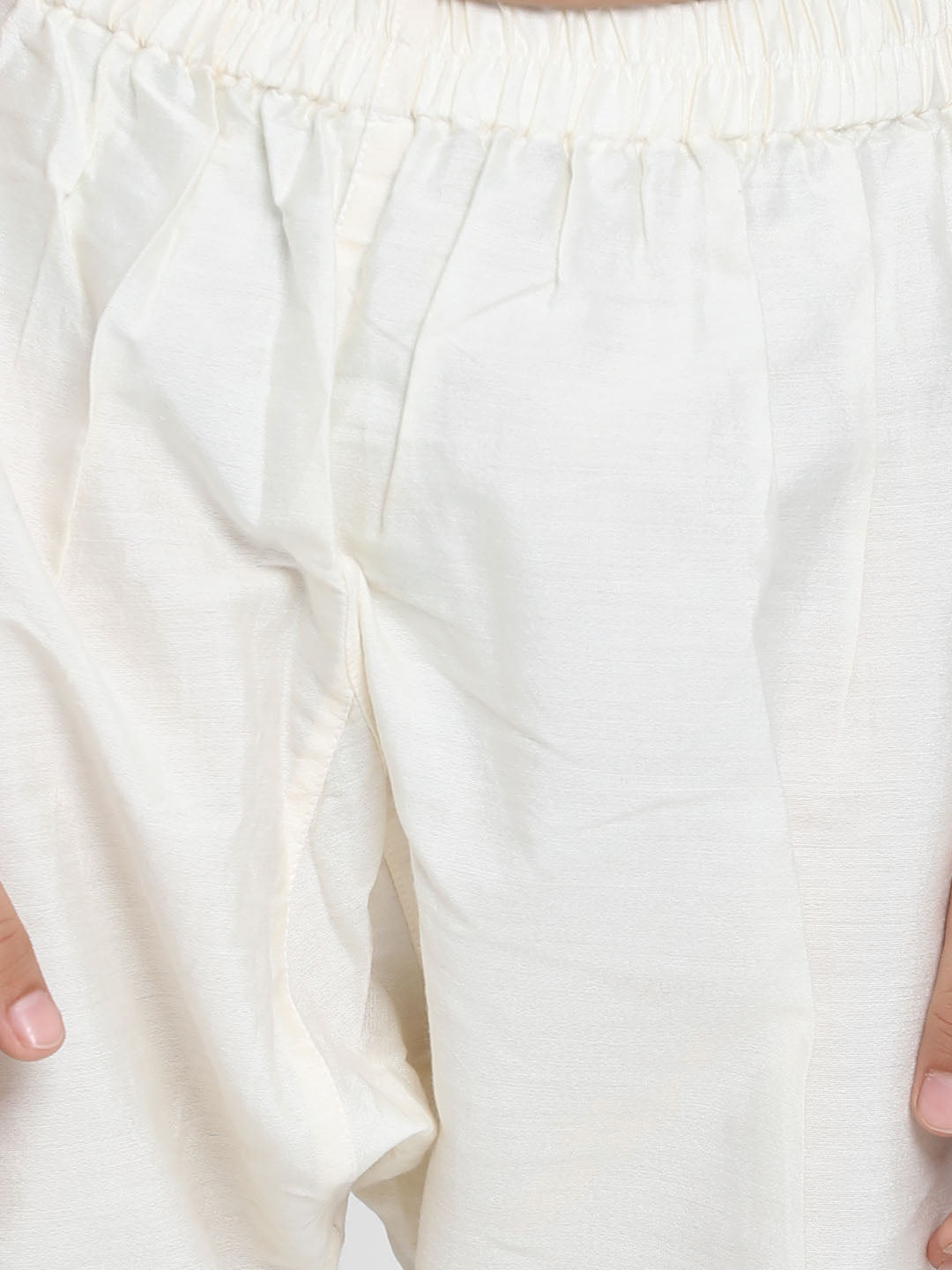 VASTRAMAY Boy's Light Green Woven Jacket With Cream Kurta and Pyjama Set - qivii