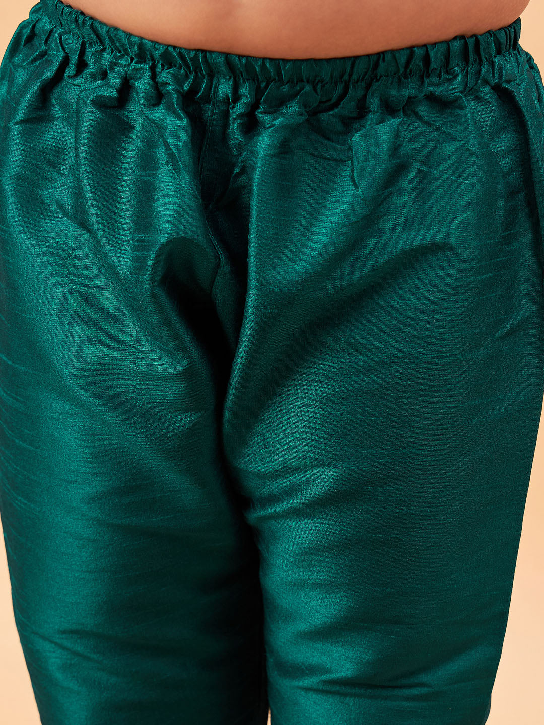 VASTRAMAY Boy's Green Woven Nehru Jacket With Green Kurta Pyjama Set - qivii