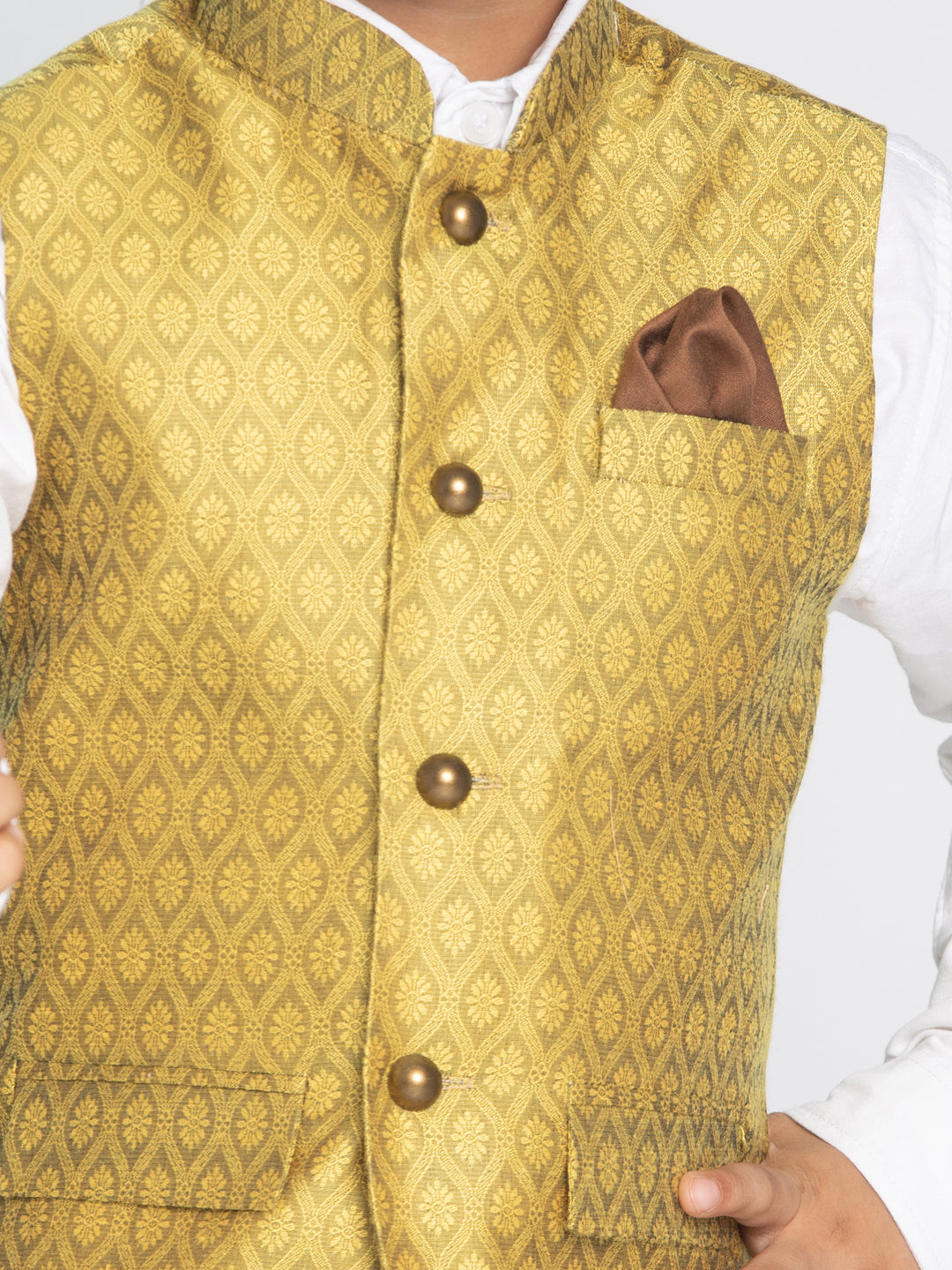 Vastramay Boys Yellow Nehru Jacket - qivii
