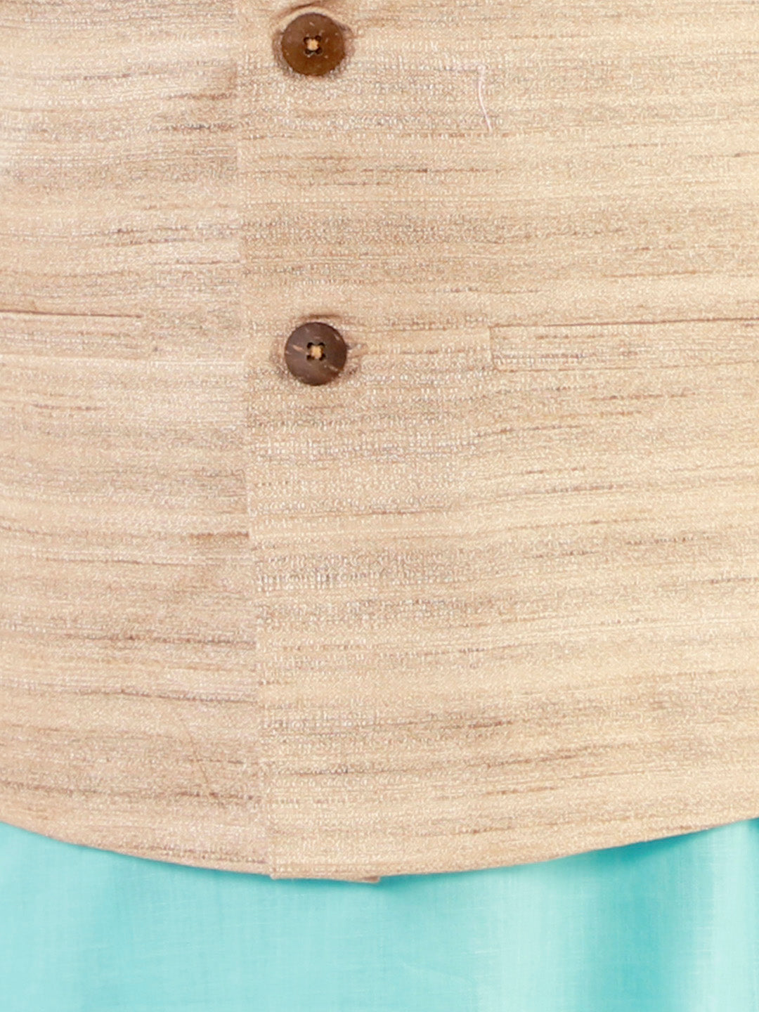 Vastramay Boys Beige, Aqua And White Jacket, Kurta and Pyjama Set - qivii