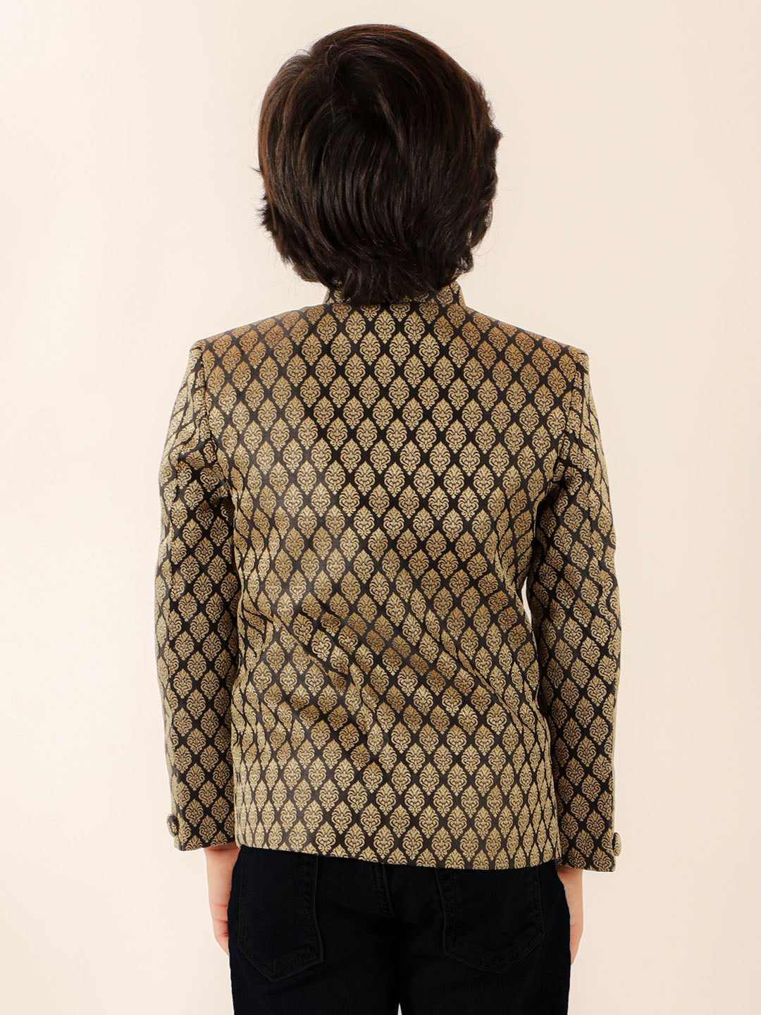 Vastramay Boy's Black Woven Silk Blend Jodhpuri - qivii