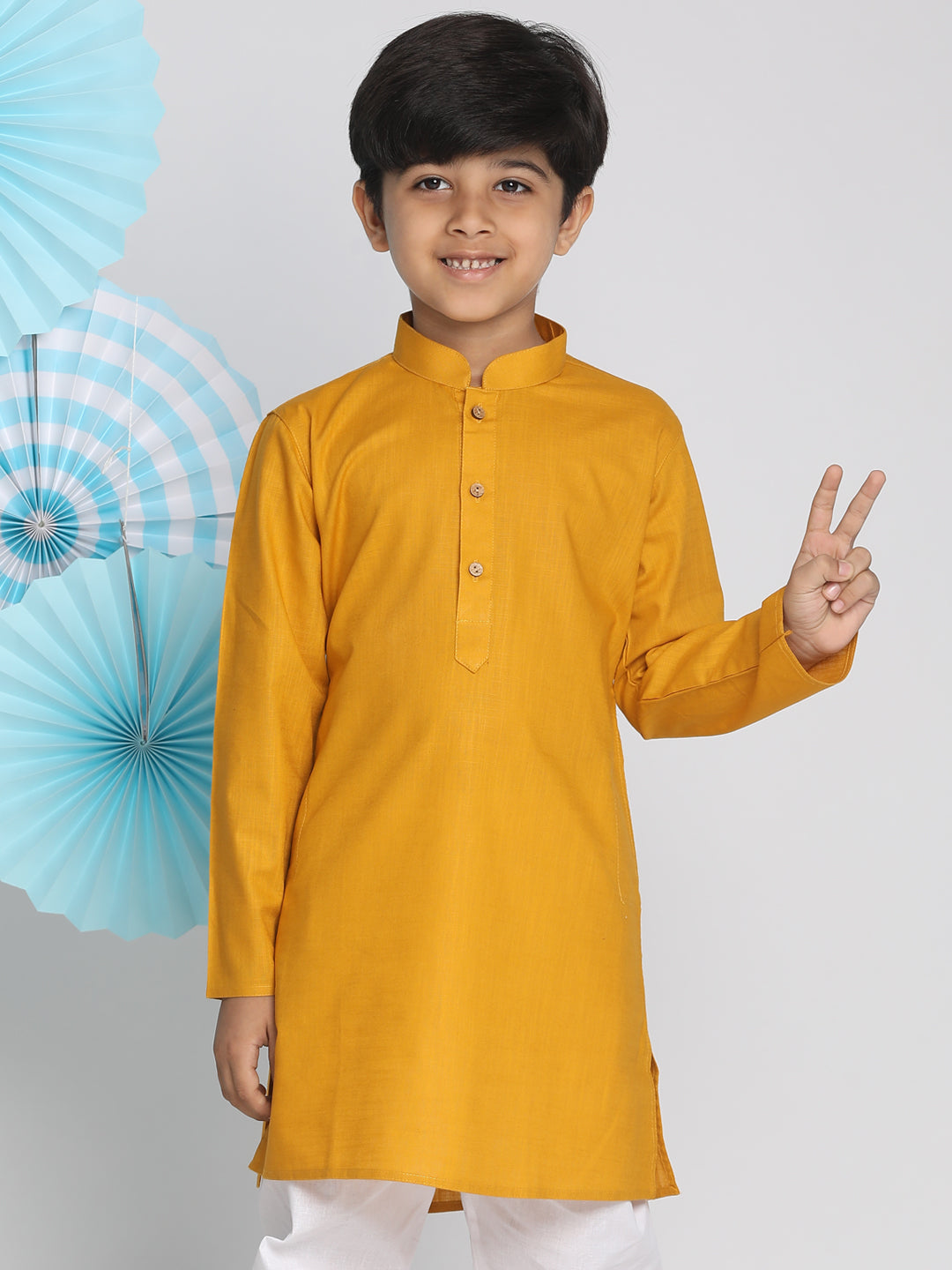 VASTRAMAY Boys Mustard Kurta - qivii