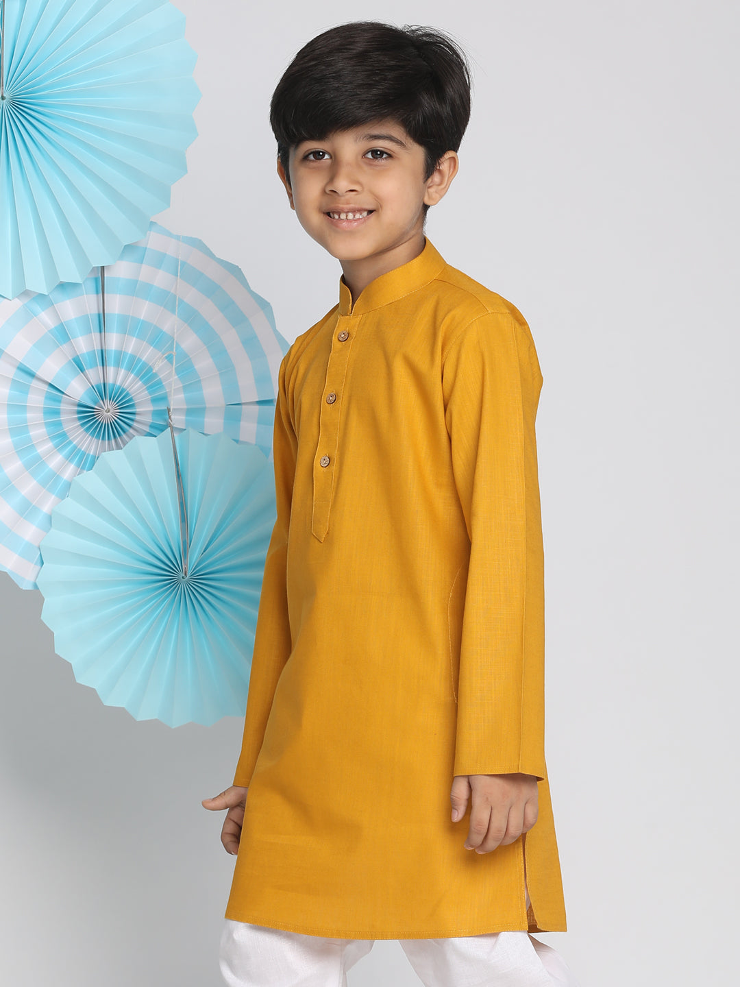 VASTRAMAY Boys Mustard Kurta - qivii