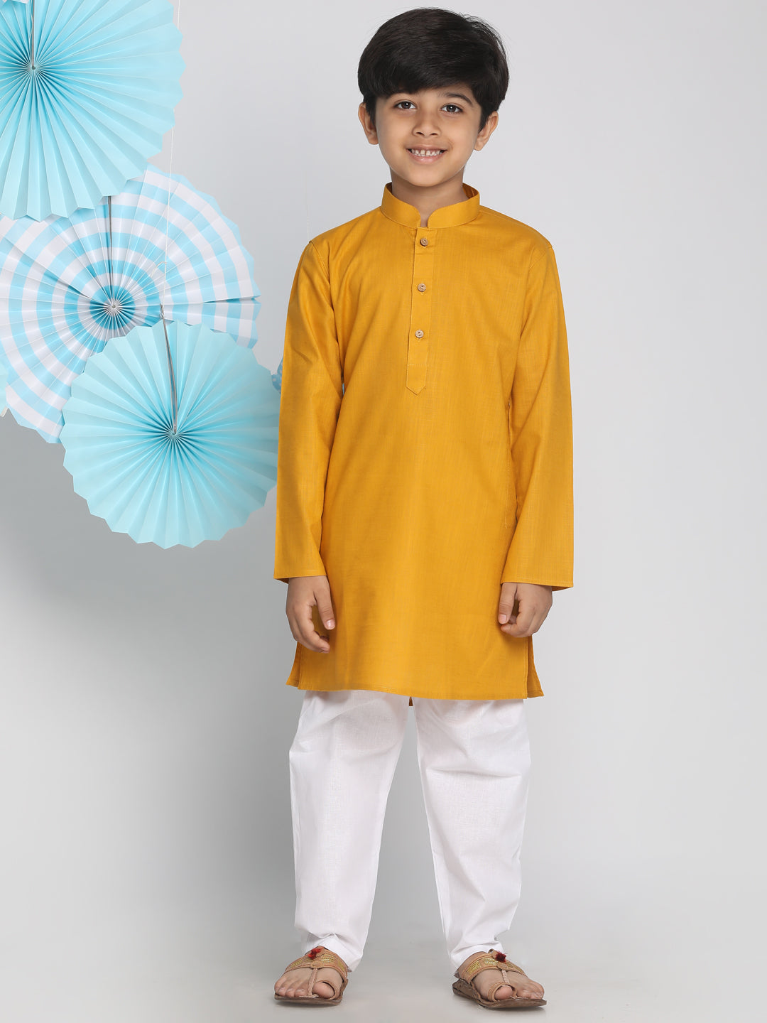 VASTRAMAY Boys Mustard Kurta - qivii
