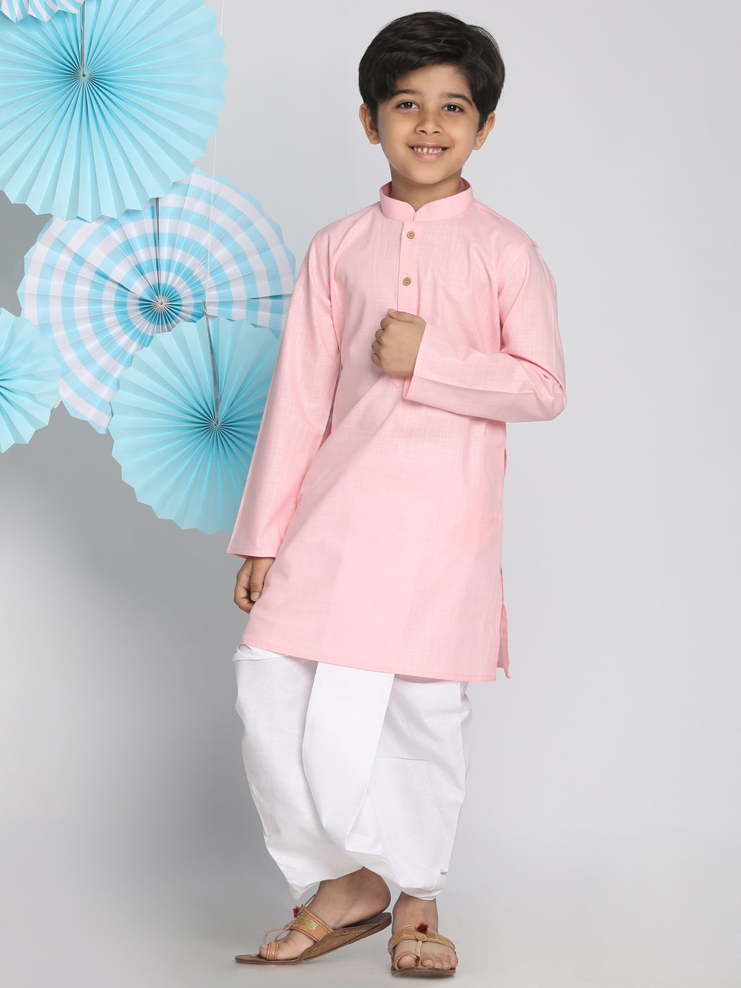 VASTRAMAY Boys Pink Kurta And Dhoti Set - qivii