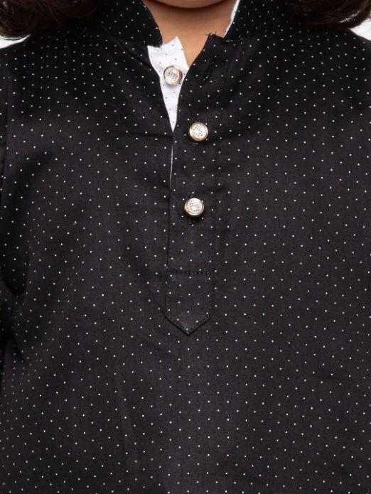 VASTRAMAY Boys' Black Cotton Kurta and Pyjama Set - qivii