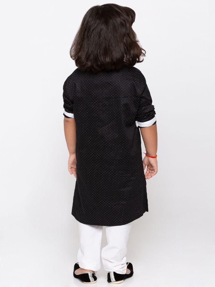 VASTRAMAY Boys' Black Cotton Kurta and Pyjama Set - qivii