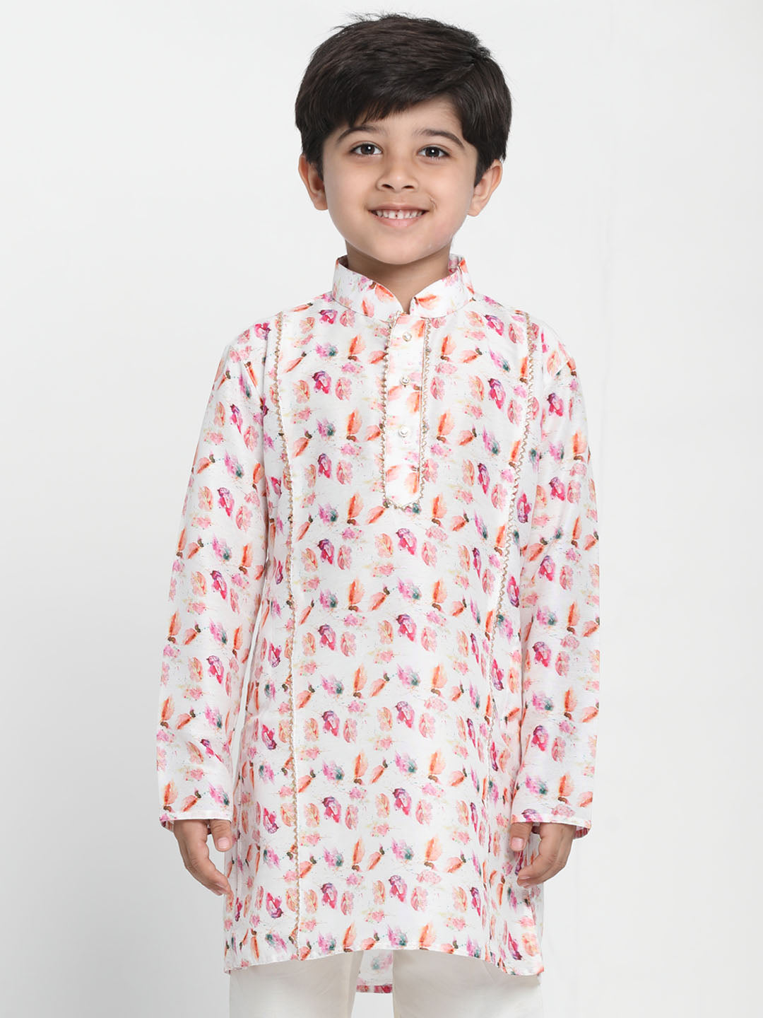 VASTRAMAY Boy's Multi-coloured Printed Embellished Kurta - qivii