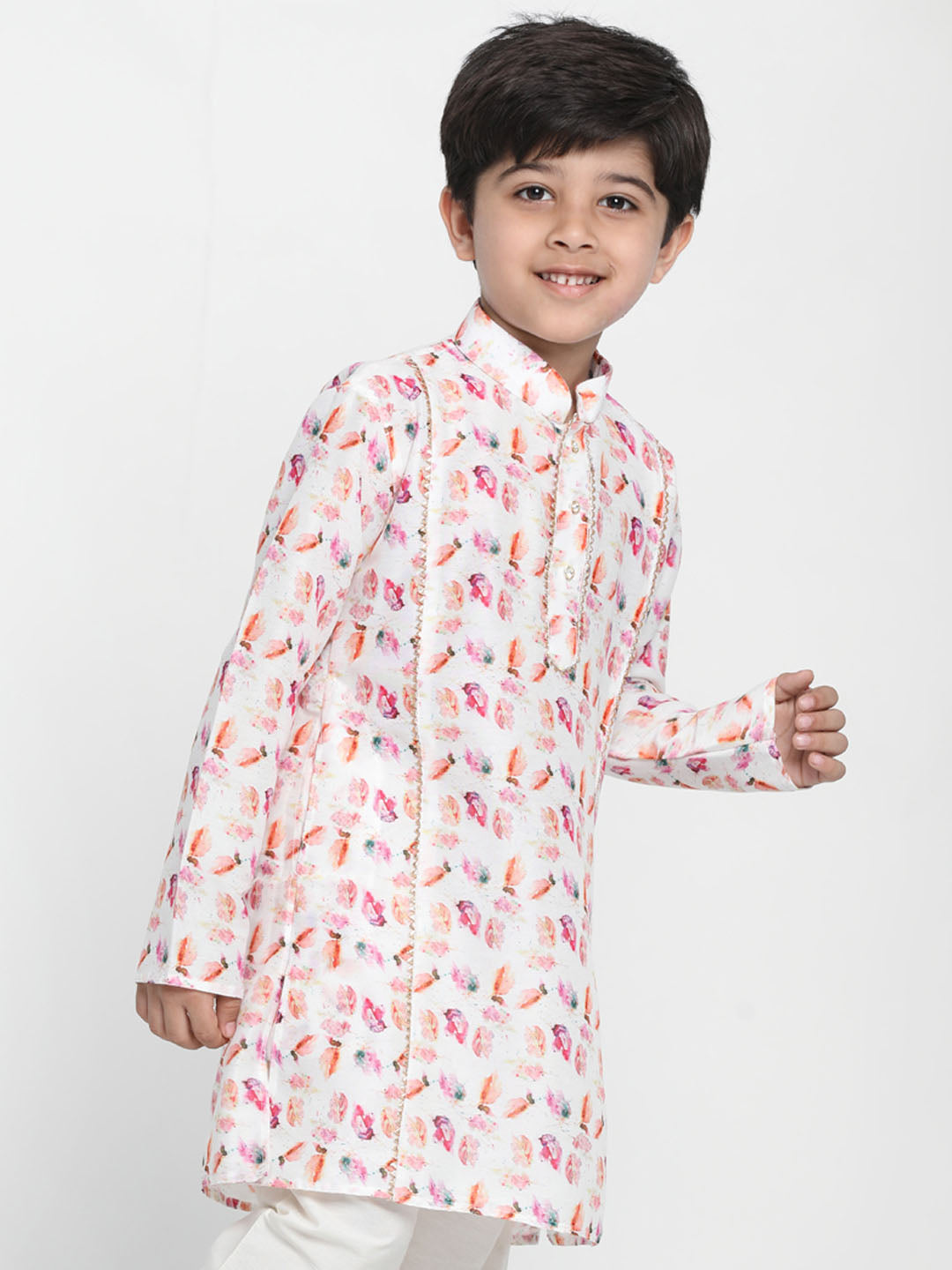 VASTRAMAY Boy's Multi-coloured Printed Embellished Kurta - qivii