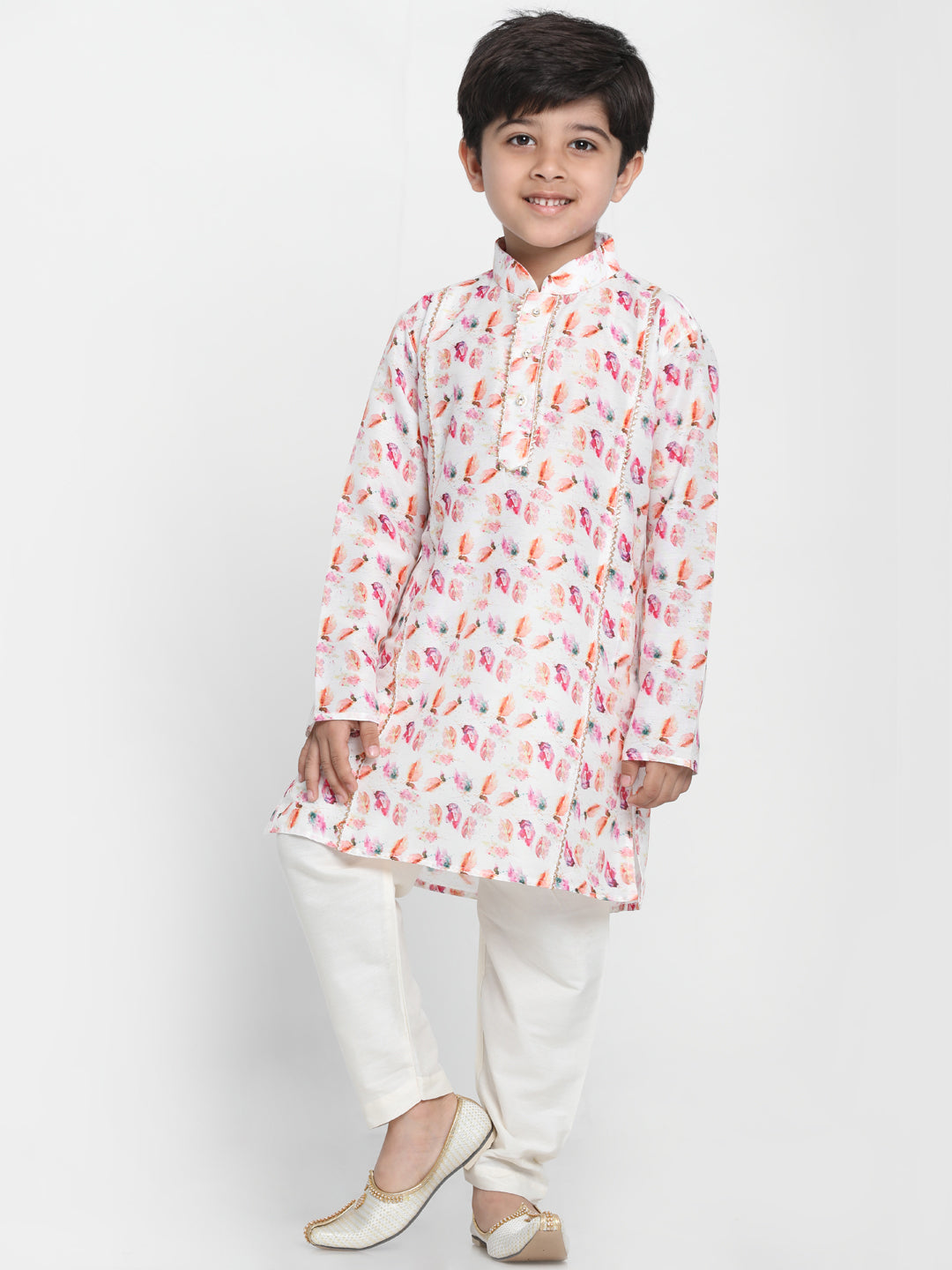 VASTRAMAY Boy's Multi-coloured Printed Embellished Kurta - qivii