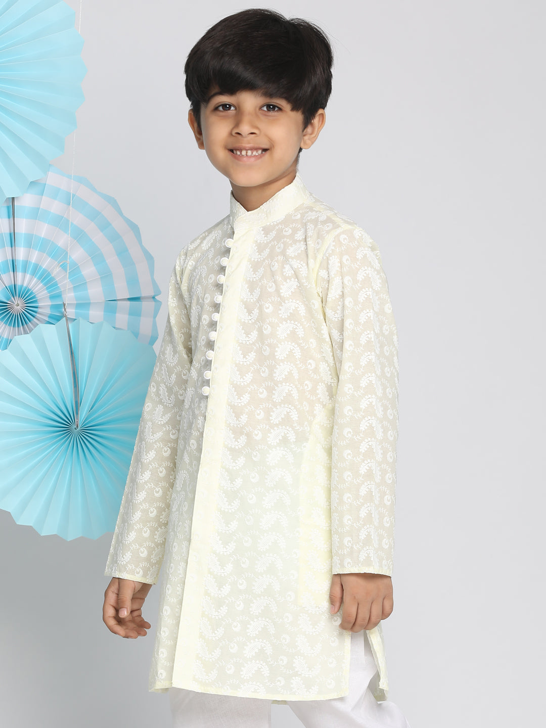 VASTRAMAY Boy's Yellow Pure Cotton Kurta - qivii