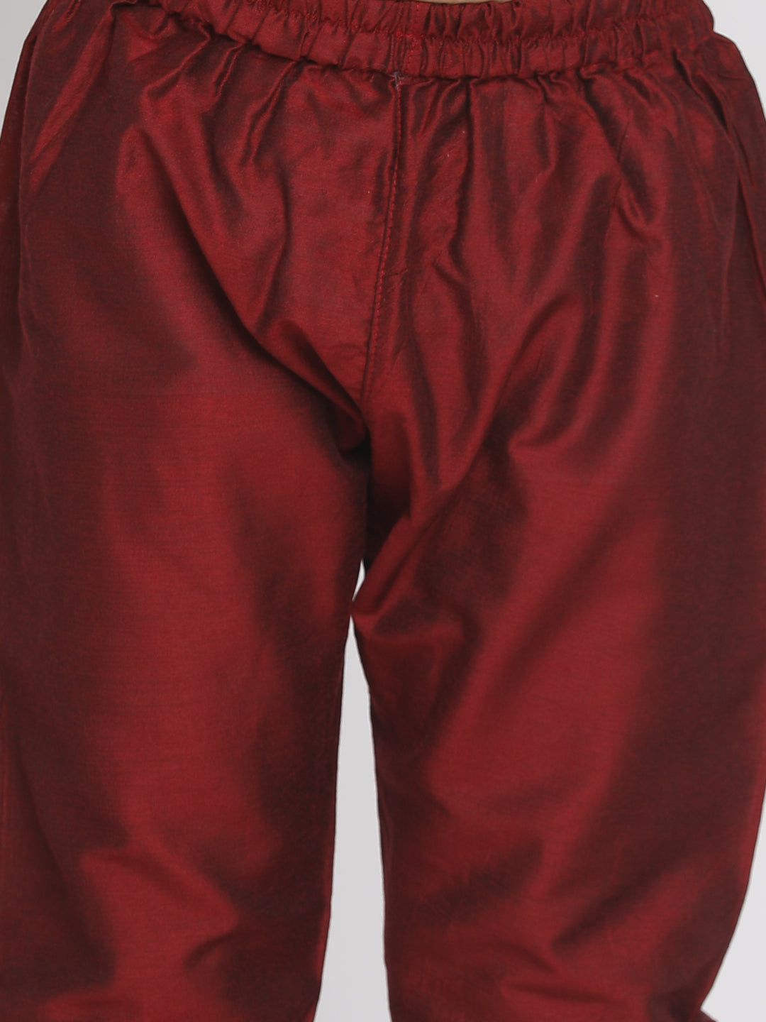 VASTRAMAY Boys' Yellow And Maroon Jacquard Kurta Pyjama Set - qivii