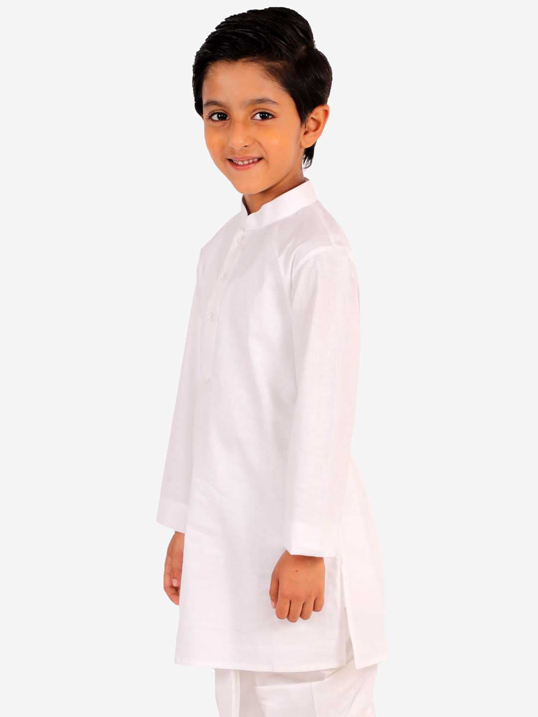Vastramay Boy's Pure Cotton White Kurta - qivii