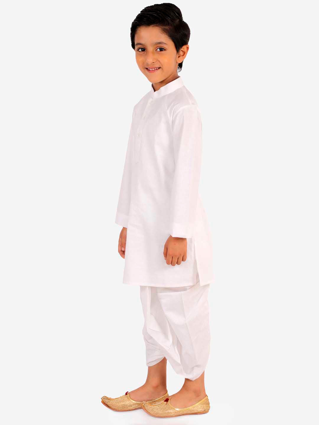 VASTRAMAY Boy's White Kurta and Dhoti Set - qivii