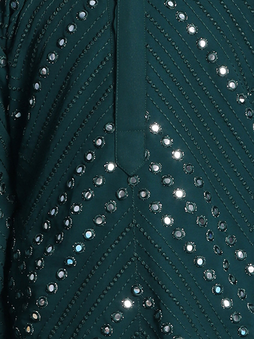 VASTRAMAY Boys' Green Mirror Kurta Pyjama Set - qivii