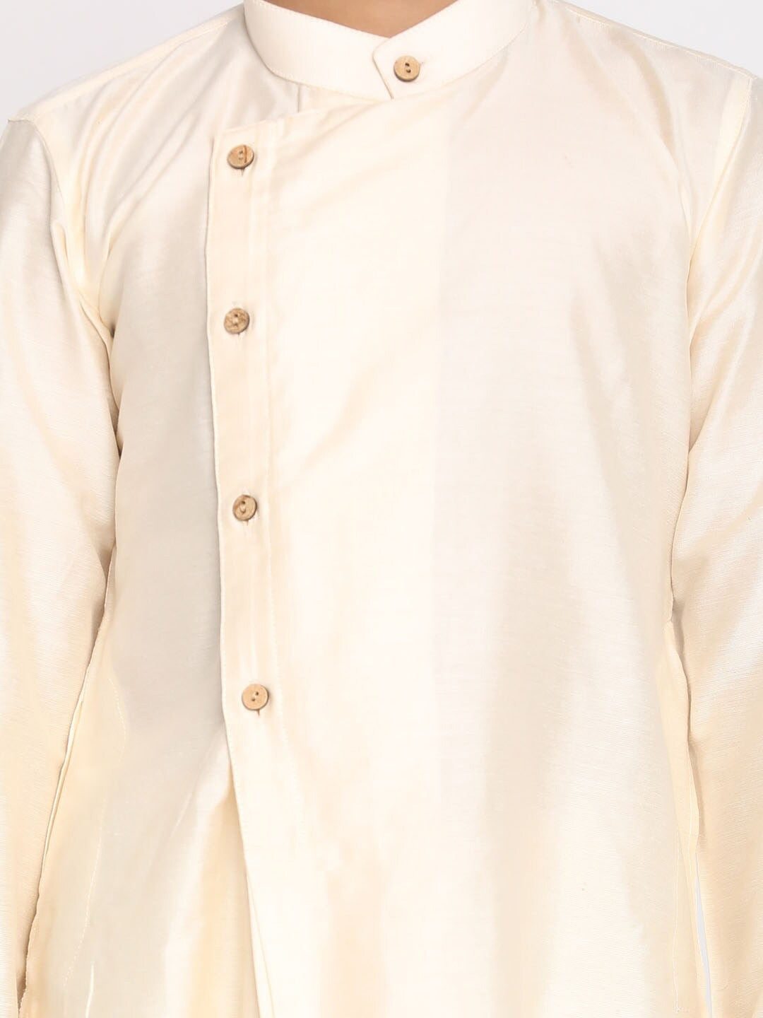 VASTRAMAY Boys Cream Color Angrakha Kurta with Pyjama Set - qivii
