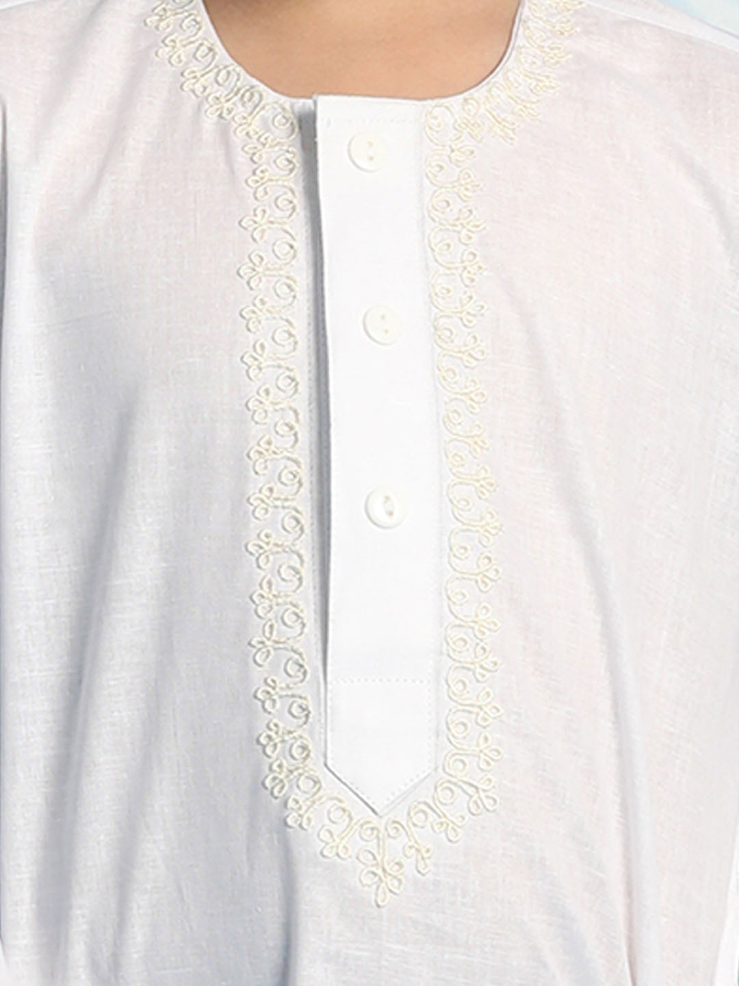 VASTRAMAY Boys' White Kurta And White Pyjama Set - qivii