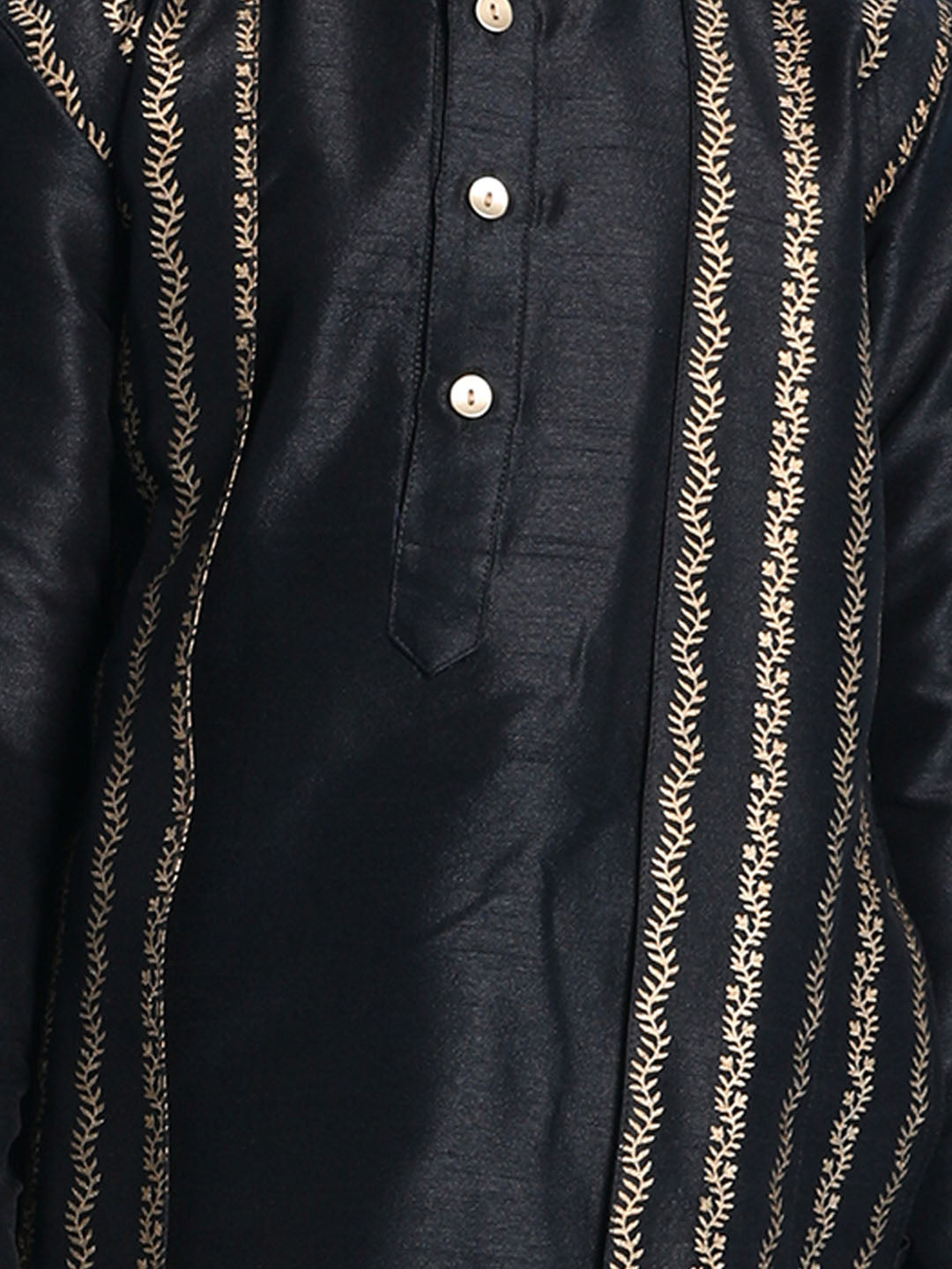 Vastramay Boys' Black Jacket Style Kurta And Black Pyjama Set - qivii