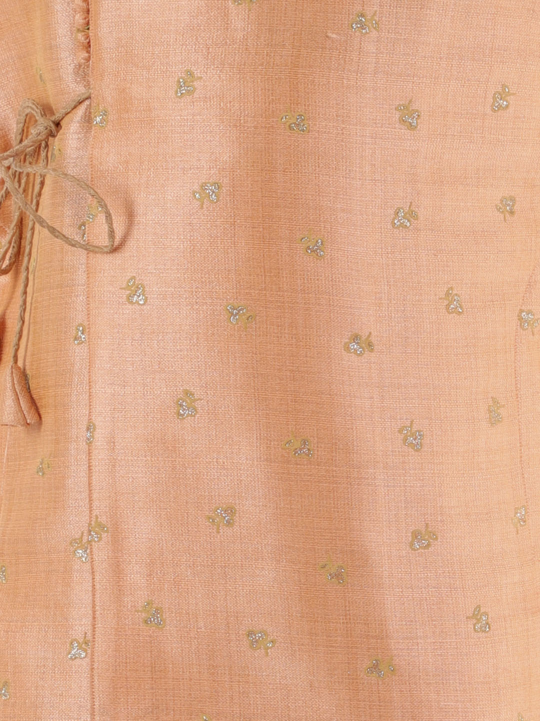 VASTRAMAY Boys' Peach Angrakha Woven Kurta With Rosegold Dhoti Pant Set - qivii