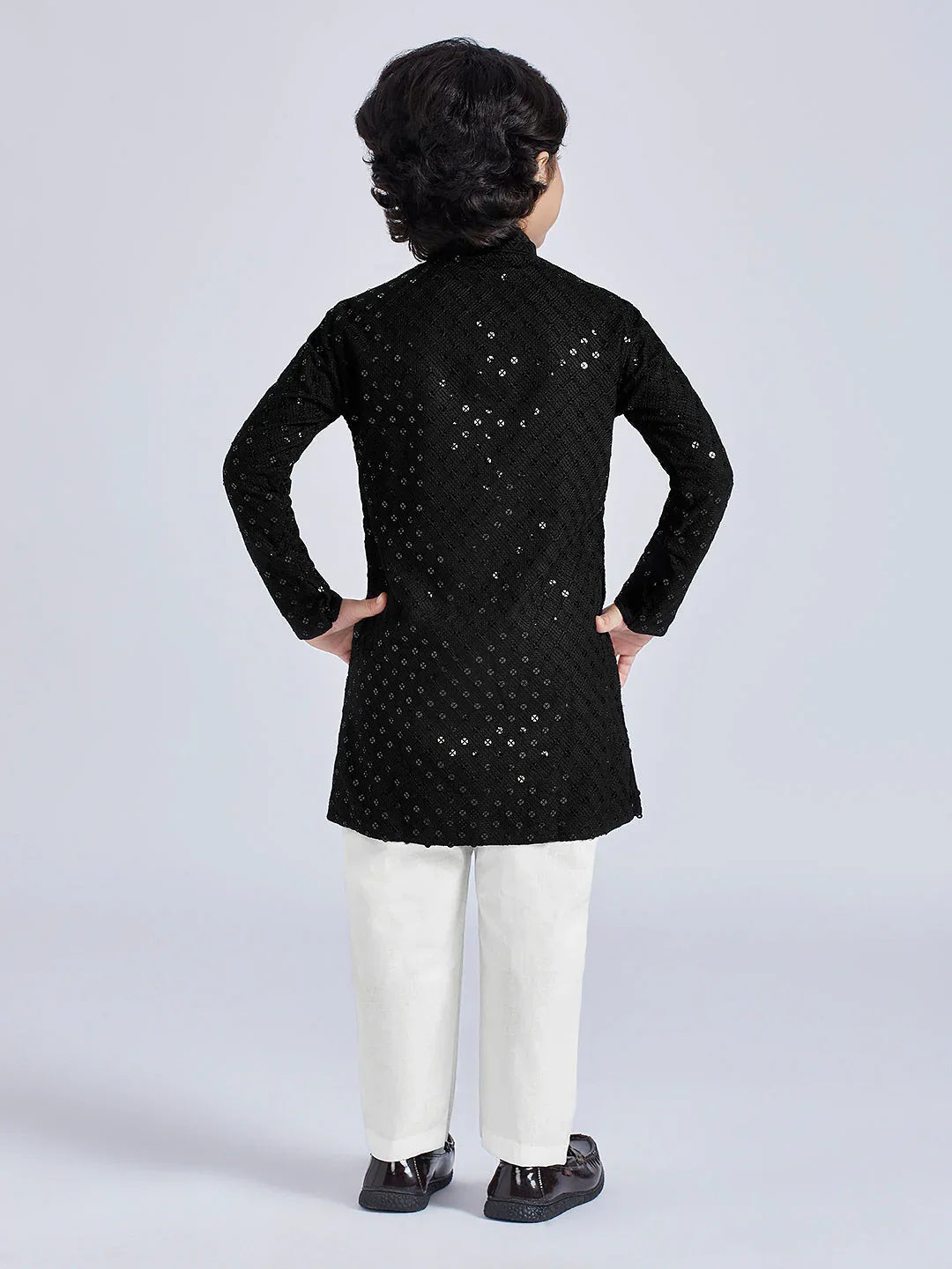 Boy's' Black Kurta And Pyjama Set