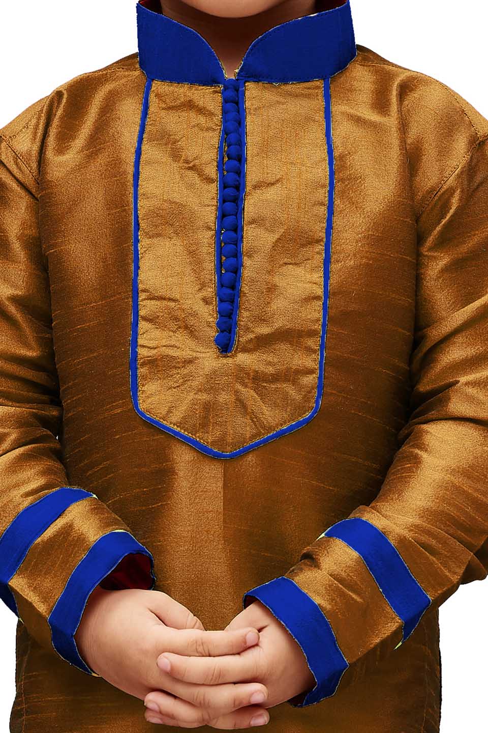 Vastramay Boys' Brown Cotton Silk Kurta and Pyjama Set - qivii