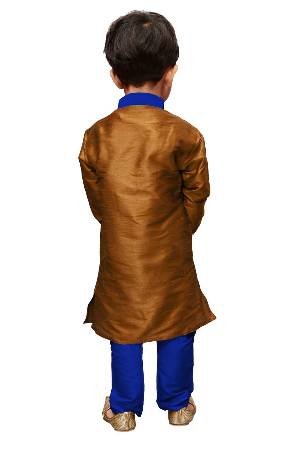 Vastramay Boys' Brown Cotton Silk Kurta and Pyjama Set - qivii