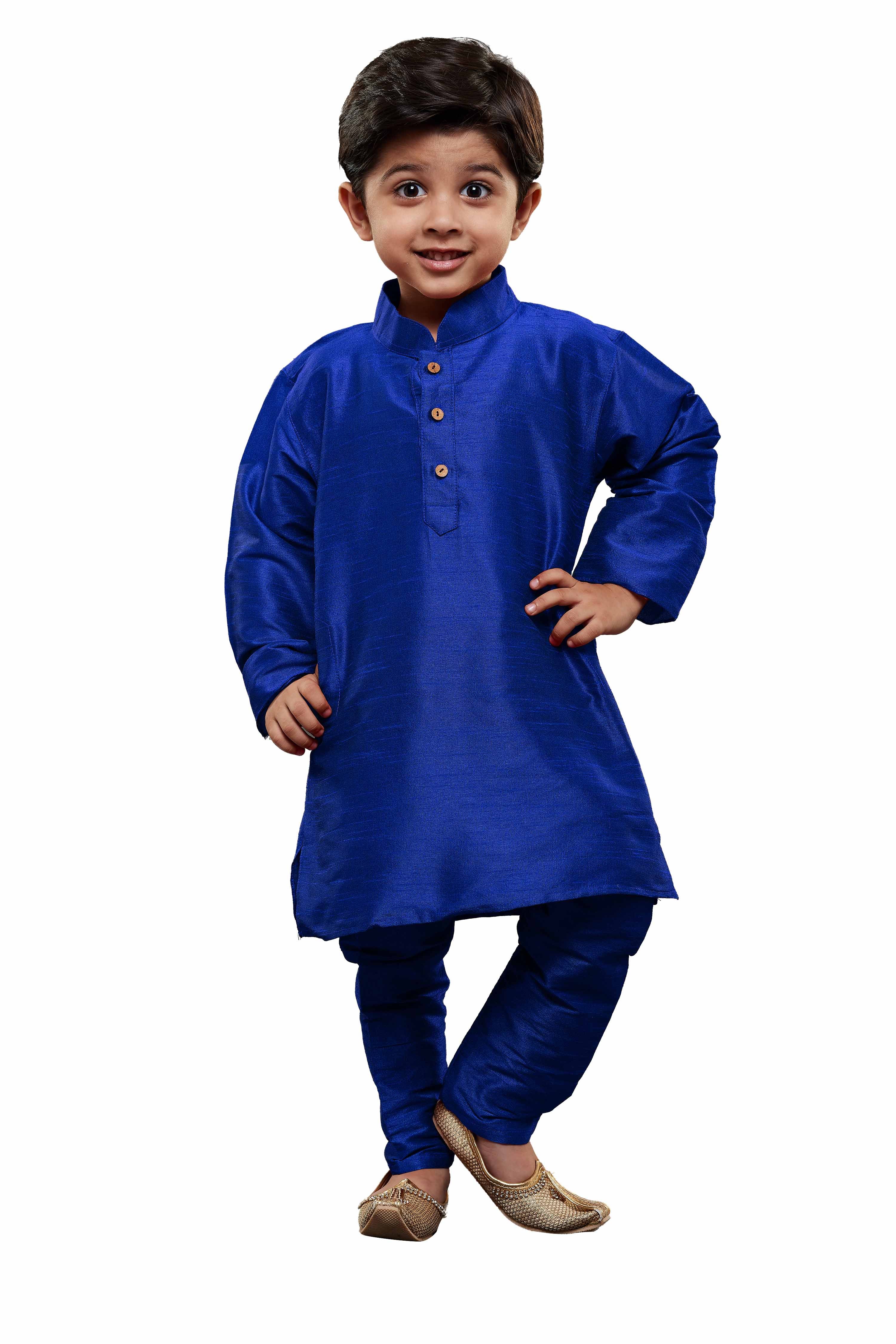 Vastramay Boys Blue Solid Kurta with Churidar - qivii