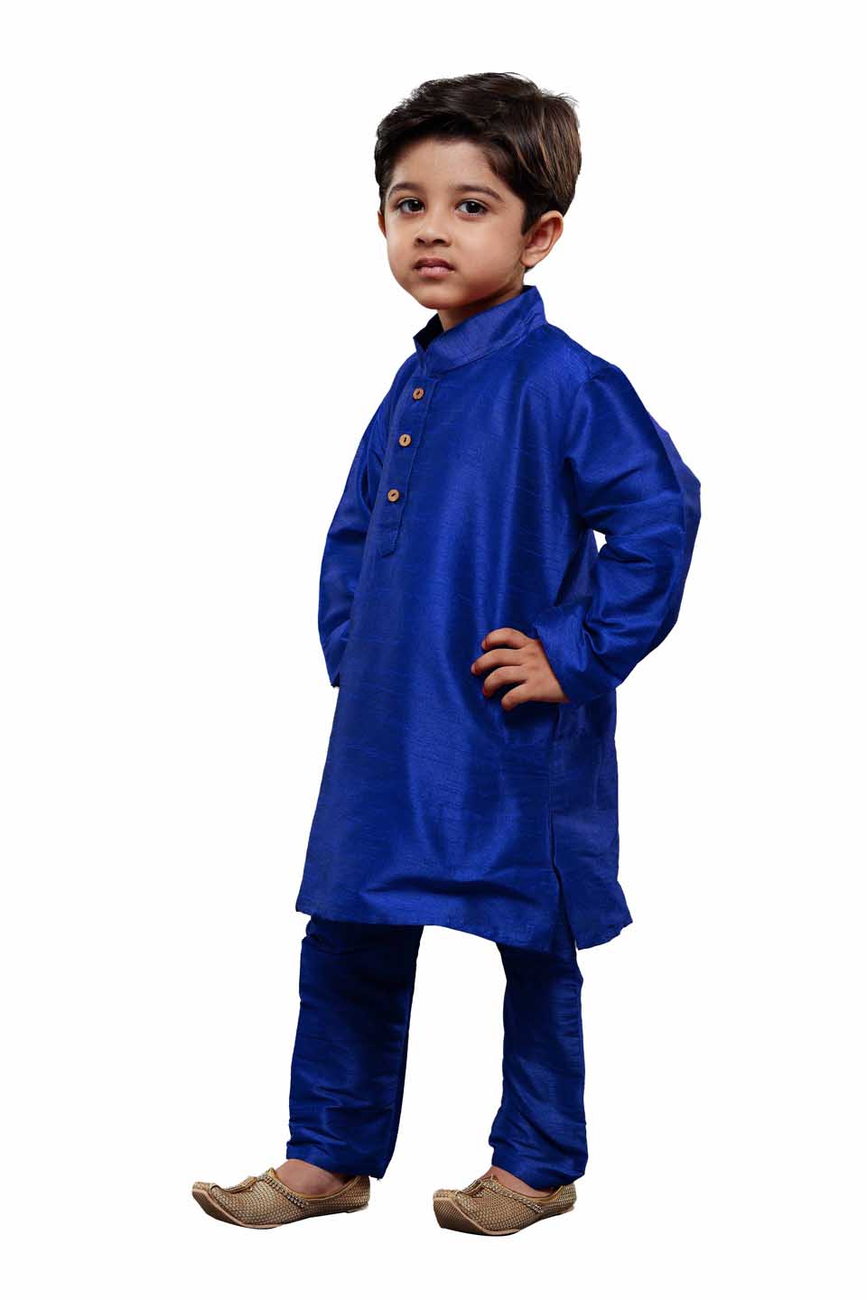Vastramay Boys Blue Solid Kurta with Churidar - qivii