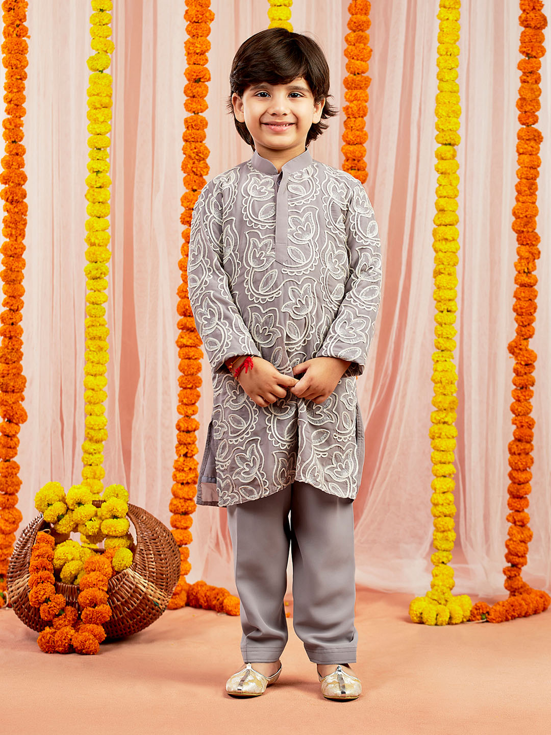 VASTRAMAY Boys Yellow Kurta And Pyjama Set - qivii