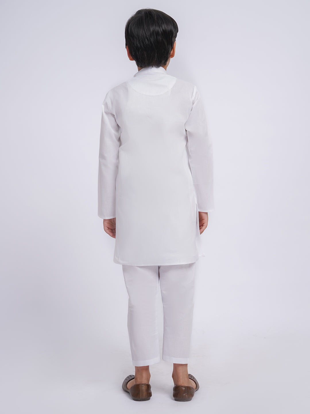 JBN Creation Boys' White Pure Cotton Kurta Pyjama Set - qivii