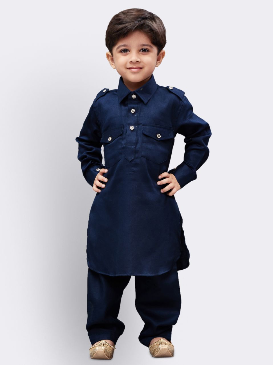 VASTRAMAY Boys' Blue Cotton Pathani - qivii