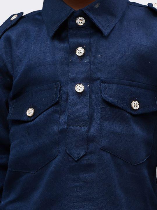 VASTRAMAY Boys' Blue Cotton Pathani - qivii